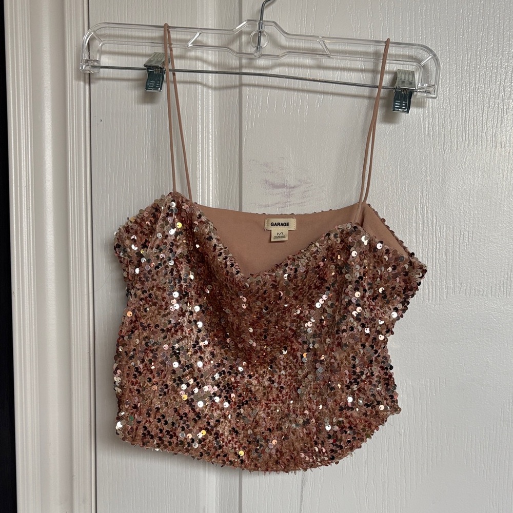 Garage - Rose Gold Sequin Crop Top